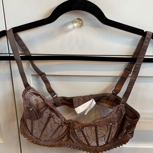 Simone Perele Delicate Floral Lace Balconette Bra - Brown